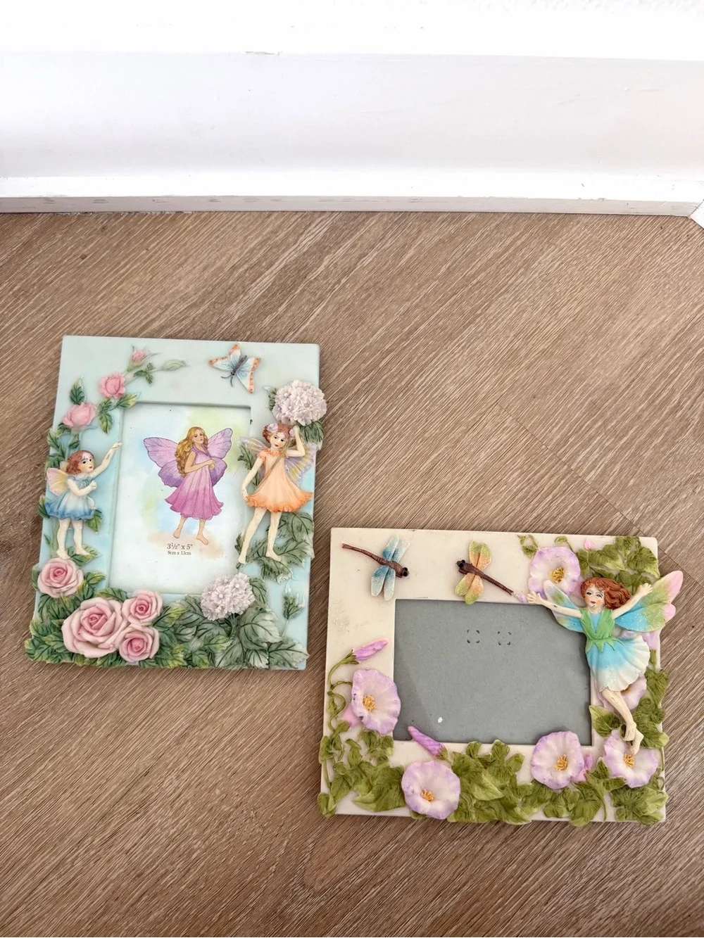 VTG 90s Fairycore Resin Picture Frame Set (2) Whimsigoth Cottagecore Shabby Chic
